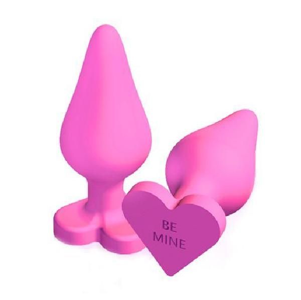 Розовая анальная пробка с основанием-сердечком CANDY HEART BE MINE - 8 см. от Blush Novelties