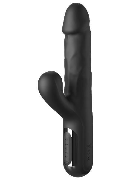 Черный силиконовый вибратор-кролик Sonix Silicone Thruster - 22 см. от Pipedream