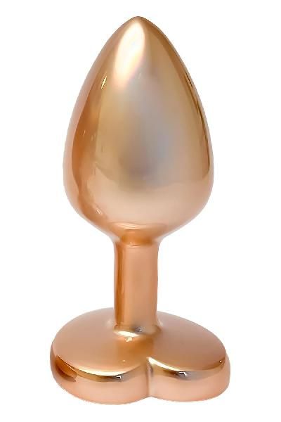 Золотистая анальная пробка с прозрачным кристаллом-сердцем Pearl Gold Plug Small от Dream Toys