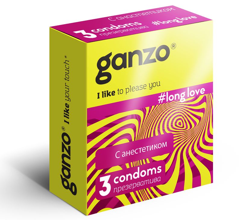 Презервативы с анестетиком для продления удовольствия Ganzo Long Love - 3 шт. от Ganzo