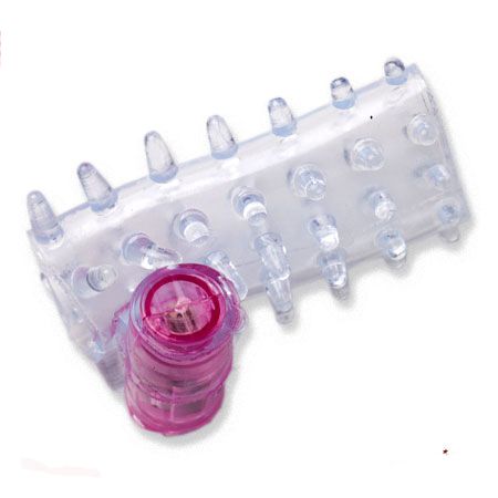 Прозрачная вибронасадка на пенис с шишечками и открытой головкой от White Label