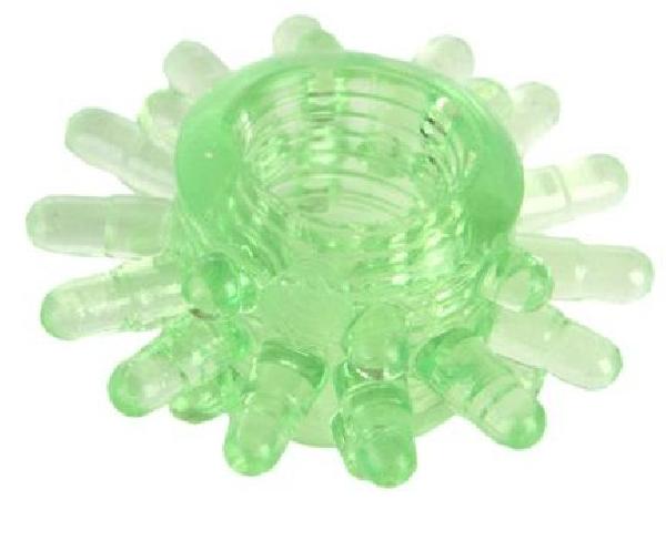 Зеленое эрекционное кольцо с шипами от ToyFa
