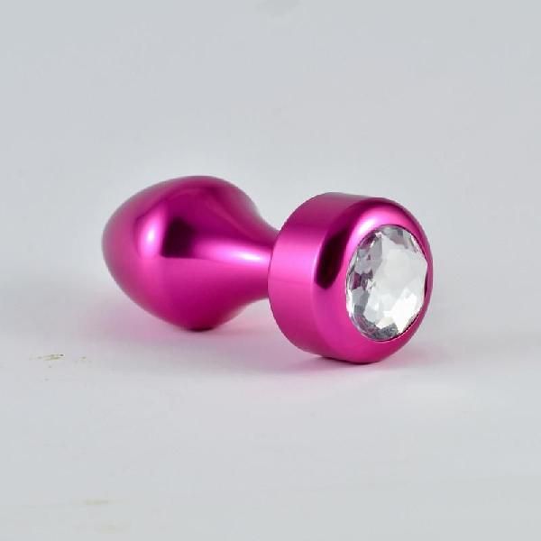 Розовая алюминиевая анальная пробка с прозрачным кристаллом - 8,1 см. от Lovetoy