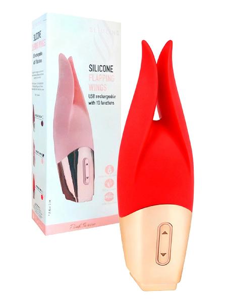 Красный мини-вибратор с раздвоенным кончиком - 12,3 см. от Erokay