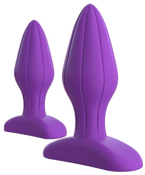 Набор из 2 фиолетовых анальных пробок с рельефом Her Designer Love Plug Set от Pipedream