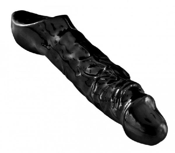 Чёрная увеличивающая насадка на член Mamba Cock Sheath Packaged - 16,5 см. от XR Brands