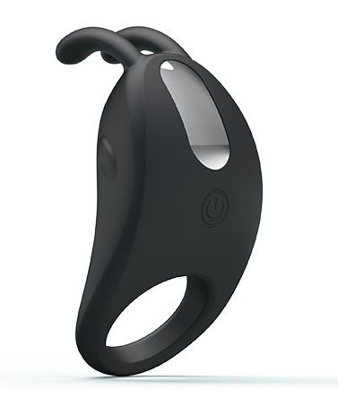 Чёрное эрекционное кольцо с вибрацией Rabbit Vibrator от Baile
