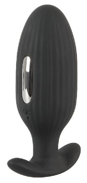 Черная анальная втулка с вибрацией и электростимуляцией Vibrating E-Stim Butt Plug - 9,2 см. от Orion
