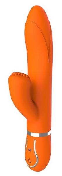 Оранжевый вибратор TENDER TULIP со стимулятором клитора - 22 см. от Dream Toys