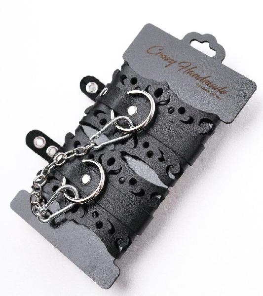 Ажурные наручники из черной кожи от Crazy Handmade