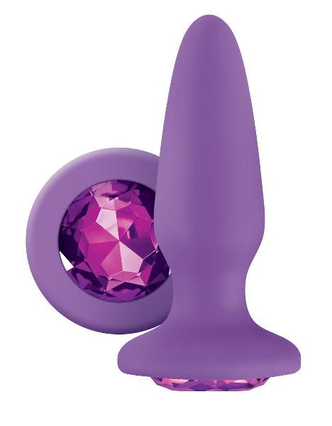 Фиолетовая анальная пробка с фиолетовым кристаллом Glams Purple Gem - 10,4 см. от NS Novelties