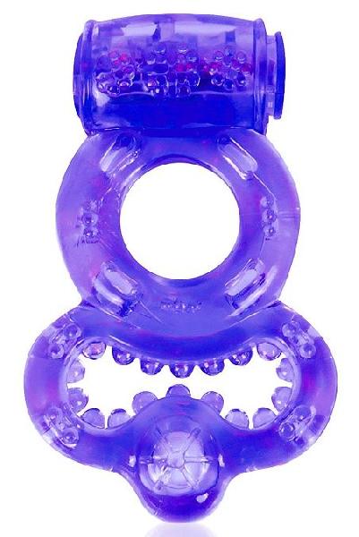 Фиолетовое эрекционное виброкольцо с шипами от Bior toys