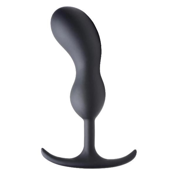 Черный массажер простаты с утяжелителями Premium Silicone Weighted Prostate Plug Large - 18,8 см. от XR Brands