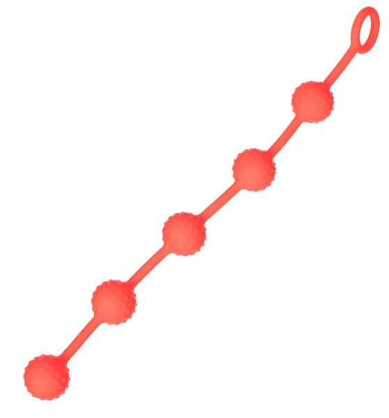 Красная анальная цепочка с кольцом - 30 см. от OYO