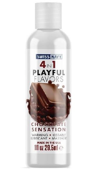 Массажный гель 4-в-1 Chocolate Sensation с ароматом шоколада - 29,5 мл. от Swiss navy