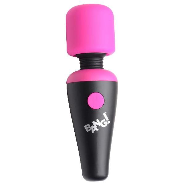 Розово-черный мини-вибромассажер 10X Vibrating Mini Silicone Wand от XR Brands