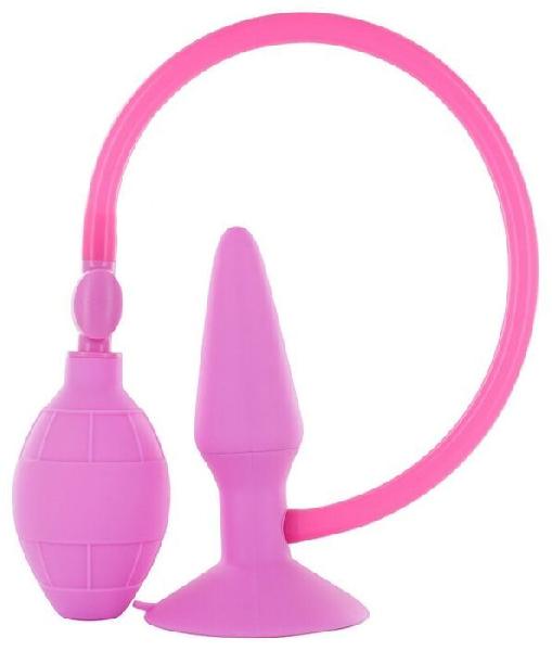 Розовая анальная пробка с расширением Inflatable Butt Plug Small - 10 см. от Seven Creations