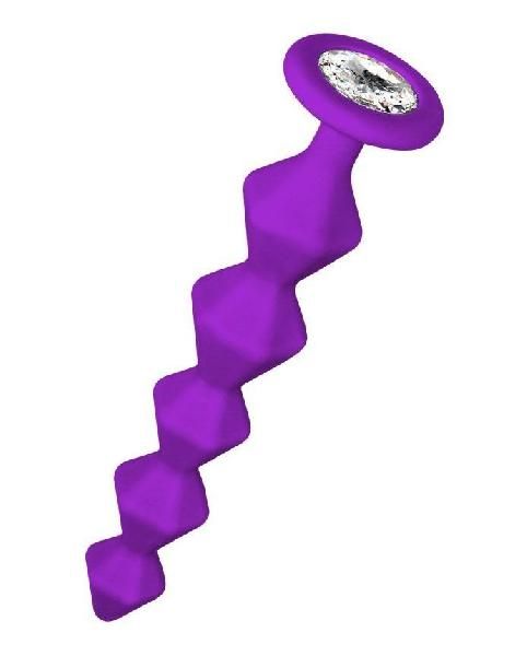 Фиолетовая анальная цепочка с кристаллом Chummy - 16 см. от Lola toys