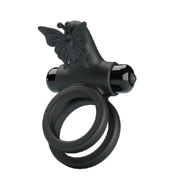 Черное эрекционное виброкольцо Passionate Ring IX от Baile