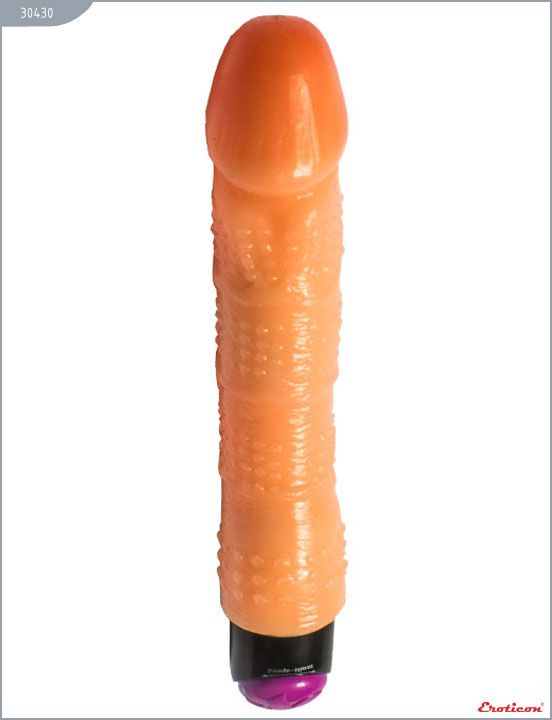 Телесный вибратор-реалистик с шишечками на стволе - 26,5 см. от Eroticon