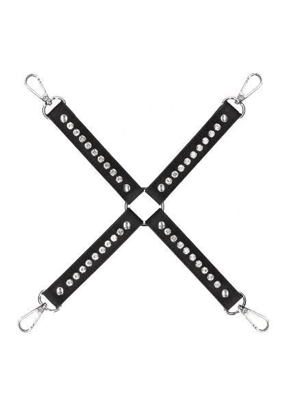 Черный крестообразный фиксатор Diamond Studded Hogtie от Shots Media BV
