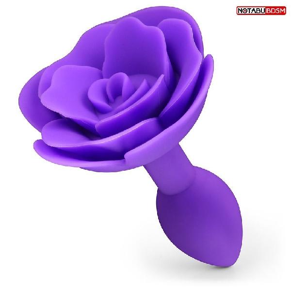 Фиолетовая гладкая анальная втулка-роза от Bior toys