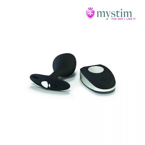 Черная пробка Mystim Rocking Vibe S с возможностью подключения к электростимулятору - 9,7 см. от MyStim
