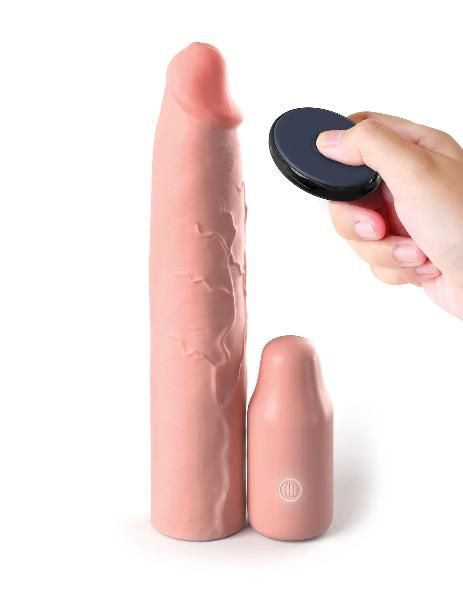 Телесная вибронасадка на член 3  Vibrating Mega X-tension with Remote - 22,9 см. от Pipedream
