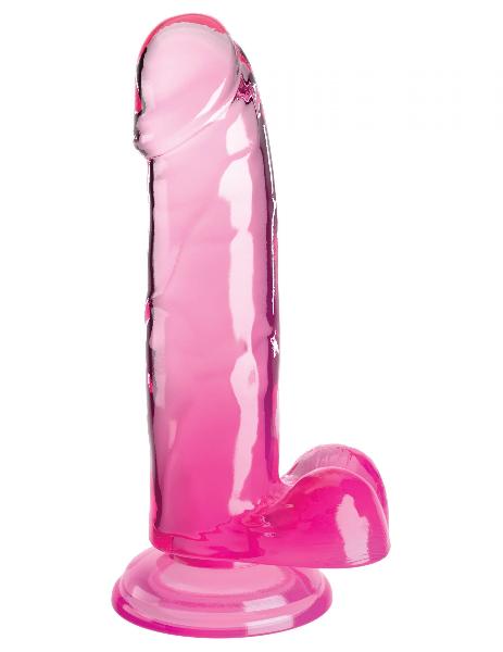 Розовый фаллоимитатор с мошонкой на присоске 7’’ Cock with Balls - 20,3 см. от Pipedream