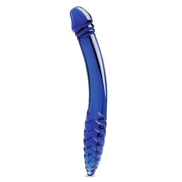 Синий двусторонний стеклянный стимулятор 11’’ Double-sided Glass Dildo For G-Spot P-Spot Stimulation - 28 см. от Glas