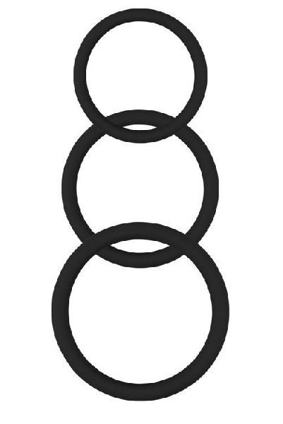 Набор из 3 черных эрекционных колец Magnum Force Cock Ring от Chisa
