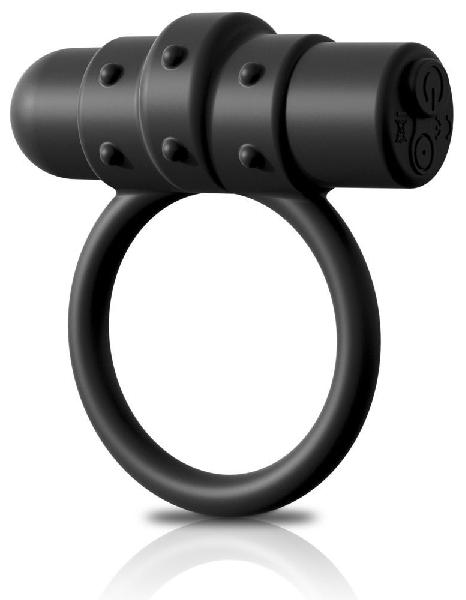 Черное перезаряжаемое эрекционное кольцо Vibrating Silicone C-Ring от Pipedream