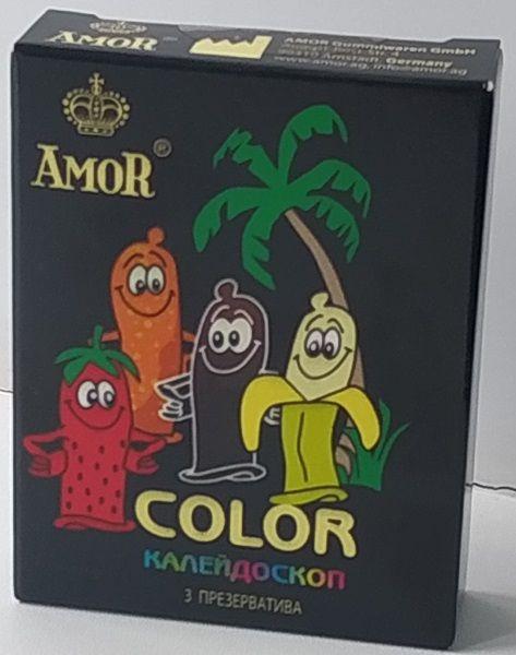 Цветные ароматизированные презервативы AMOR Color  Яркая линия  - 3 шт. от AMOR