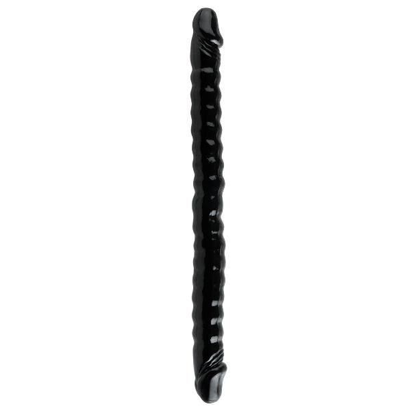 Черный двухголовый фаллоимитатор Basix Rubber Works 18  - 45 см. от Pipedream