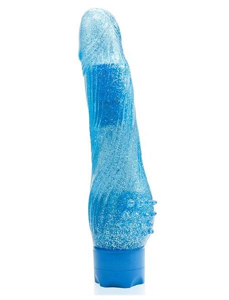 Голубой водонепроницаемый вибратор JELLY JOY ROUGH RIDGES MULTISPEED VIBE - 18 см. от Dream Toys