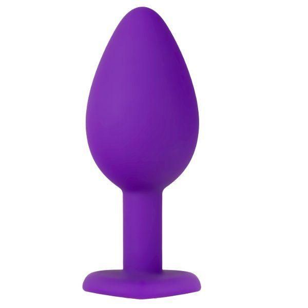 Фиолетовая анальная пробка с золотистым кристаллом-сердцем Bling Plug Small - 7,6 см. от Blush Novelties