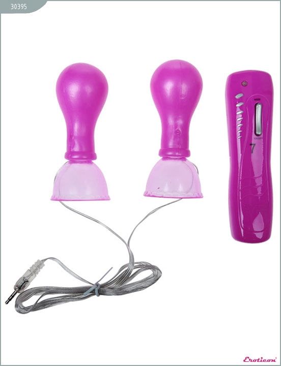 Фиолетовые помпы для сосков с вибрацией  от Eroticon