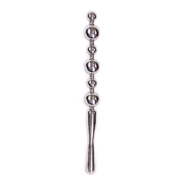 Серебристая металлическая анальная цепочка Anal Stick Large - 30 см. от O-Products