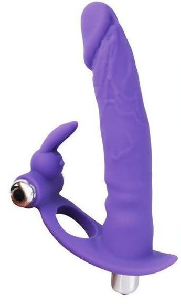 Фиолетовая вибронасадка для двойного проникновения - 15 см. от Bior toys