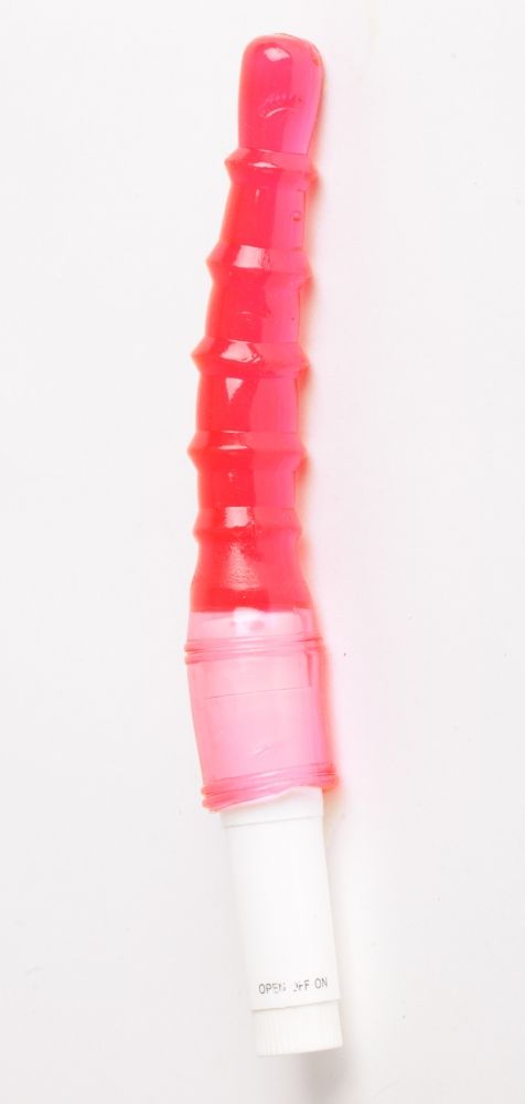 Красный анальный вибратор с рёбрышками - 23 см. от White Label