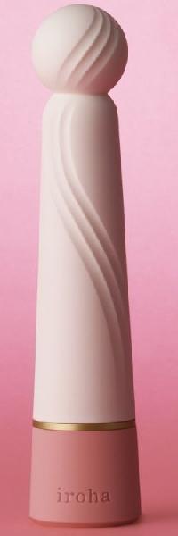 Нежно-розовый вибратор с шаровидной мягкой головкой IROHA Rin+ Sango - 16 см. от Tenga