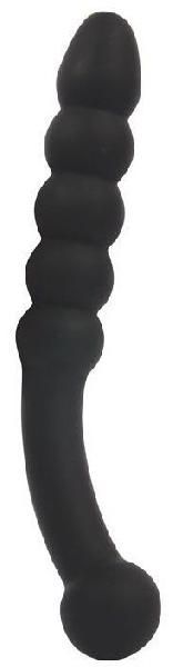 Черный изогнутый анальный стимулятор-елочка - 22,5 см. от Bior toys