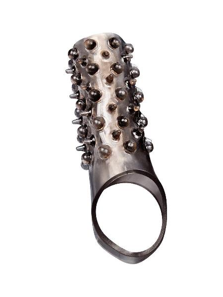 Дымчатая насадка на пенис с шипами и выпуклостями - 12,5 см. от Sex Expert