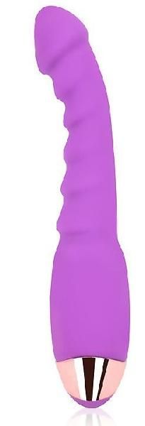 Фиолетовый изогнутый вибромассажер с ребристой поверхностью - 17,5 см. от Bior toys