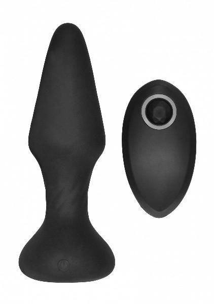 Черный анальный вибромассажер N 81 Rechargeable Remote Controlled Butt Plug - 14 см. от Shots Media BV