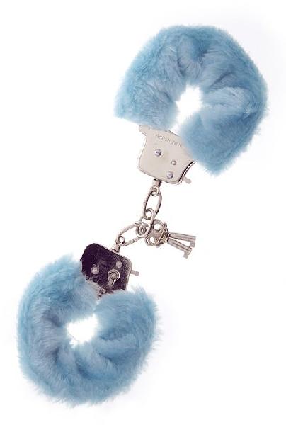 Голубые меховые наручники METAL HANDCUFF WITH PLUSH BLUE от Dream Toys