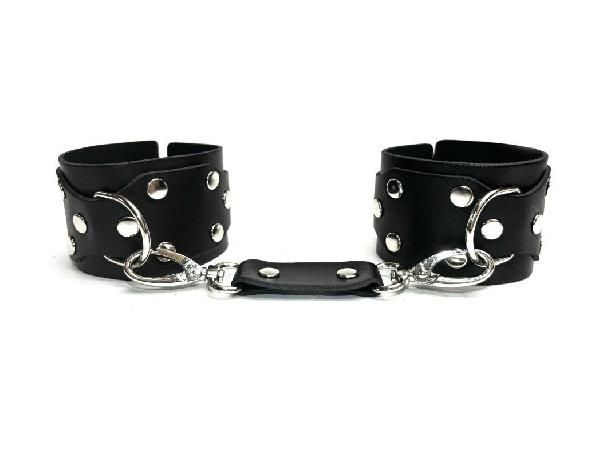 Черные кожаные наручники Sex Game от БДСМ Арсенал
