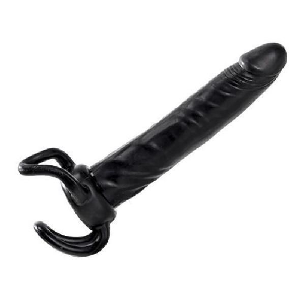 Чёрная насадка-фаллос для двойного проникновения INFLATABLE DILDO SLIM DONG  - 13,5 см. от Toyz4lovers