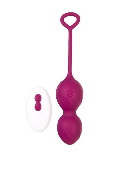 Бордовые вагинальные шарики Moussy с вибрацией и пультом ДУ от ToyFa