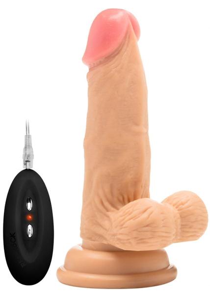 Телесный вибратор-реалистик Vibrating Realistic Cock 6  With Scrotum - 15 см. от Shots Media BV